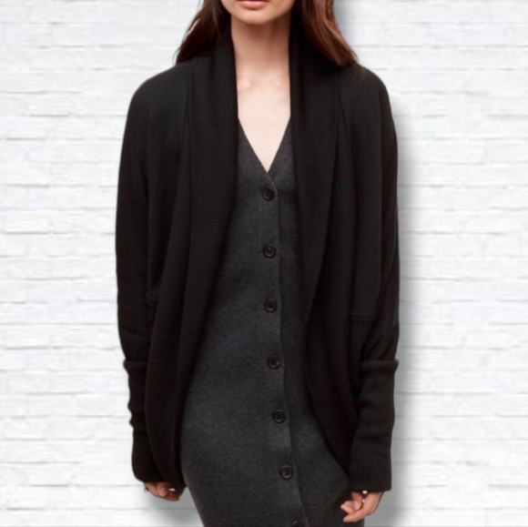 Aritzia Sweaters - Artizia Wilfred Diderot Black Cocoon Open Front Cardigan Sweater Size L